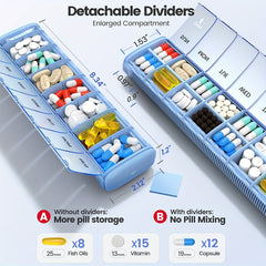 Waterproof Pill Organizer Golden Aluminum Shell Portable Travel