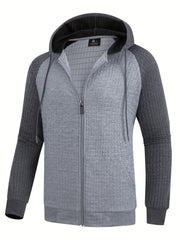 Men's Waffle Pattern Hooded Jacket