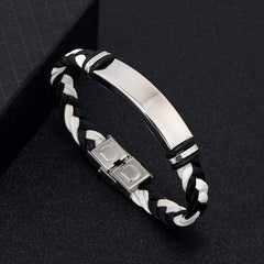 Minimalist Titanium Steel Leather Bracelet