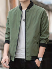 Men's Regular Fit Baseball Jacket Zip-Up Thin Casual Youth Men