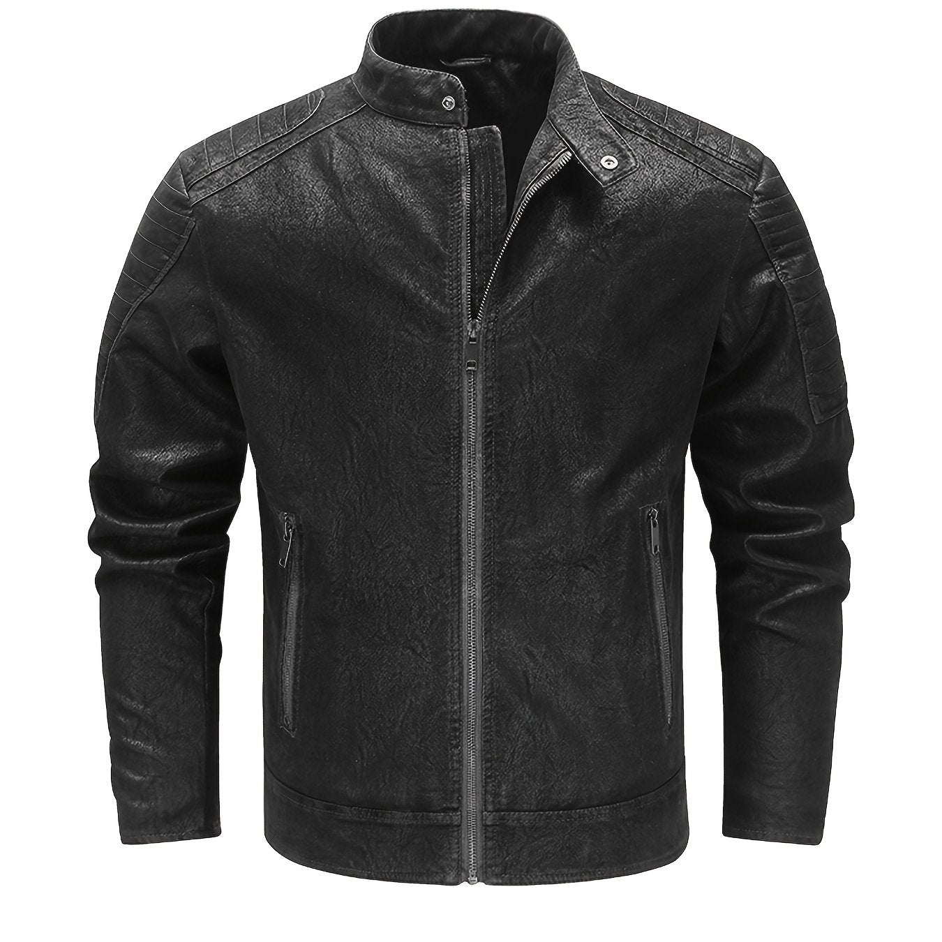 Men's Middle aged PU Leather Jacket With Zipper