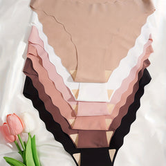 6pcs Scallop Trim Briefs Seamless Intimates Panties Women's Lingerie
