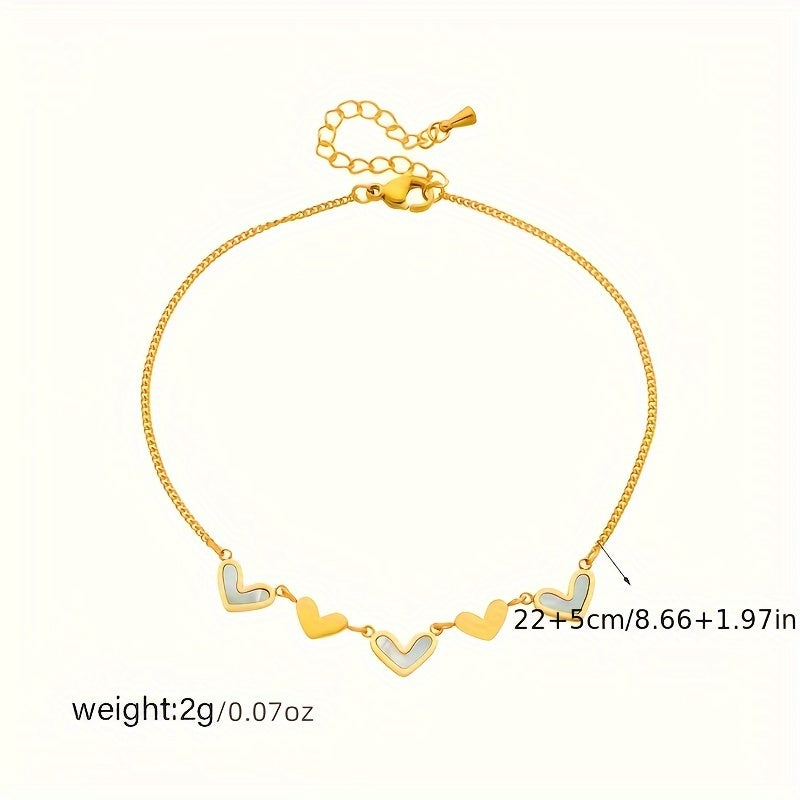 Stainless Steel Heart Pendant Bracelet Golden Anklet