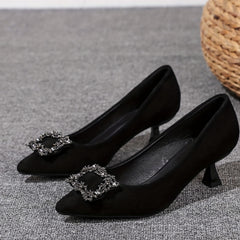 Women's Kitten Heels Rhinestone Court Pumps