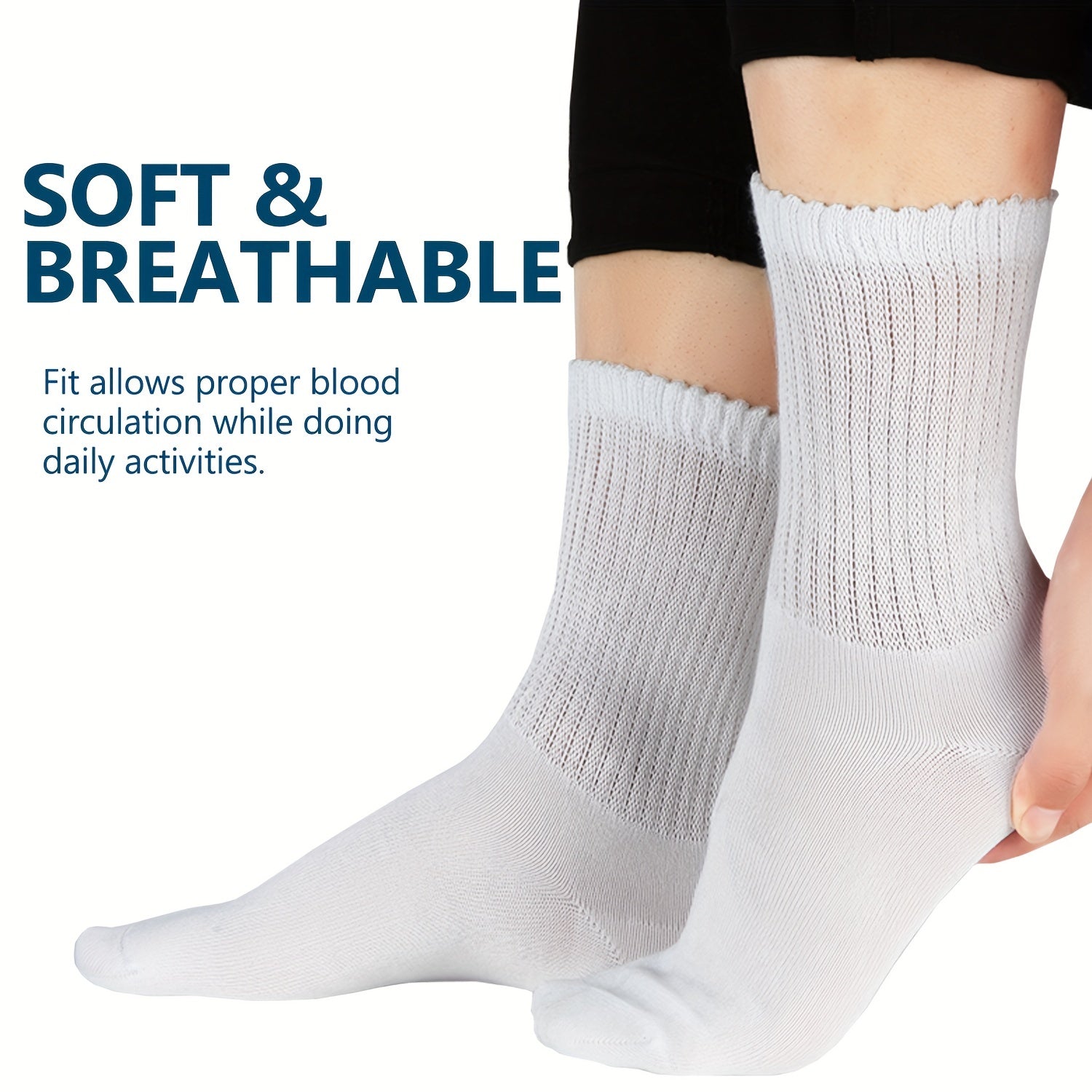 4 Pairs Bamboo Diabetic Neuropathy Socks Non Binding Loose Top & Seamless Toe