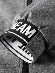 Men's Slim Fit Alphabet Print Zipper Stand Collar Jacket