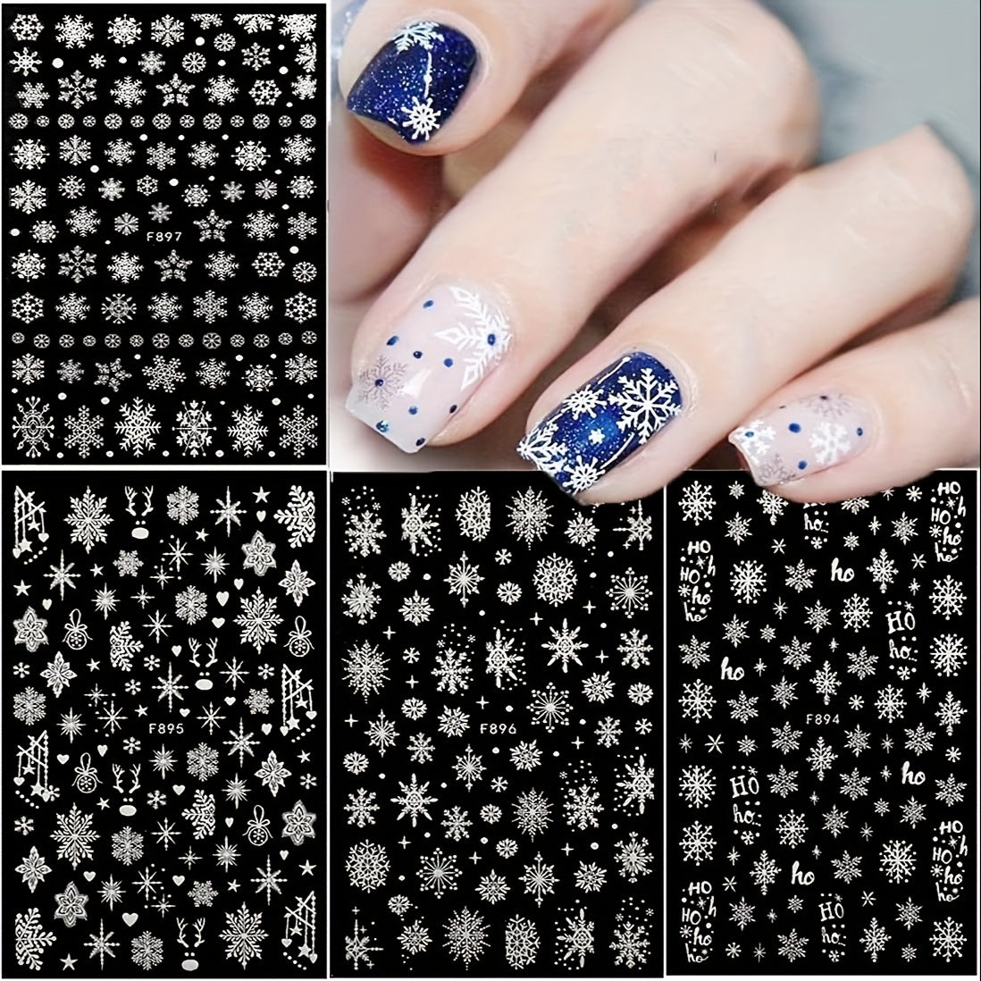 3D Christmas Nail Art Stickers Snowflake Nail Art Decals For DIY Or Nail Salons