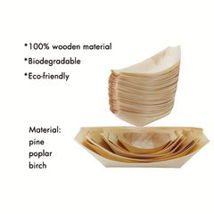 50pcs Wooden Sushi Serving Tray Boat Disposable Japanese Sashimi Plate