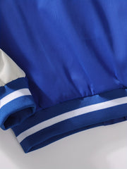 Letter Print Varsity Jacket Men's Casual Button Up Jacket Spring Fall