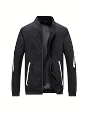 Men's Casual Windbreaker Jacket with Pockets for Outdoor Activities