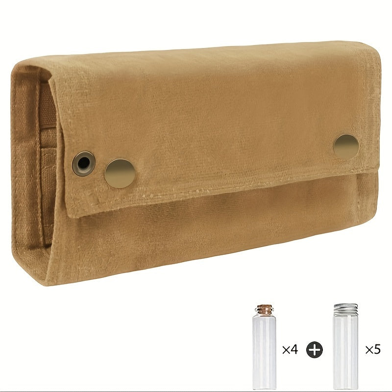 Portable Seasoning Storage Bag with 9 Spice Jars for Camping BBQs