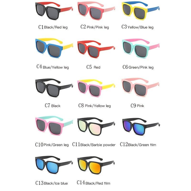Kids Polarized Sunglasses TR90 Square Frame UV400