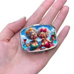 Grandma Pill Organizer Metal Dual Compartment 1pc