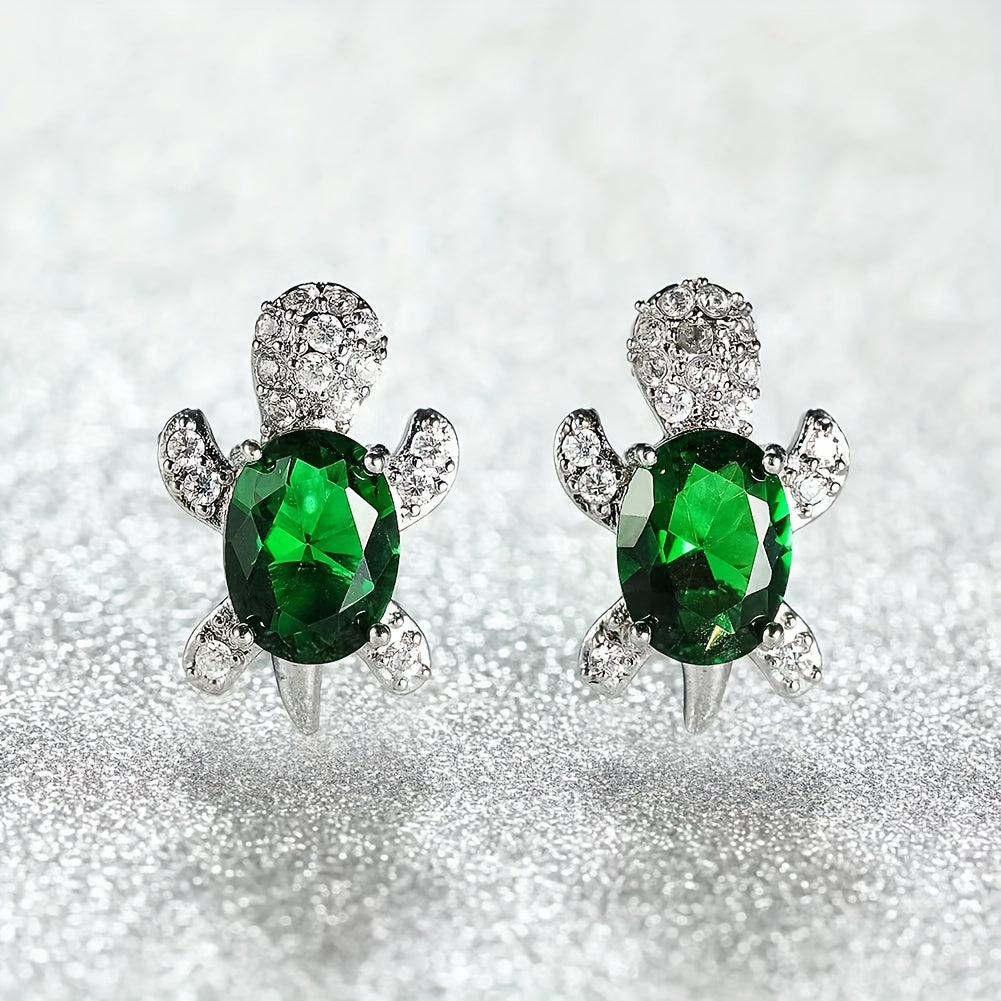 Turtle Zircon Stud Earrings for Women Girls