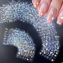 30pcs 3D Fantasy Nail Art Stickers: Glittery Patterns Stars Hearts Snowflakes