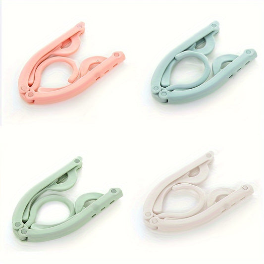 4pcs Folding Clothes Hanger Portable Non-slip Clothes Rack