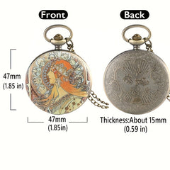 Vintage Flip Open Face Watch Goddess Quartz Clock For Men Women