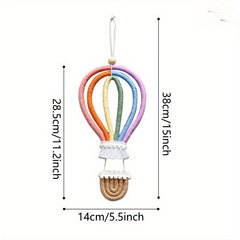 Nordic Rainbow Hot Air Balloon Wall Hanging with Tassel