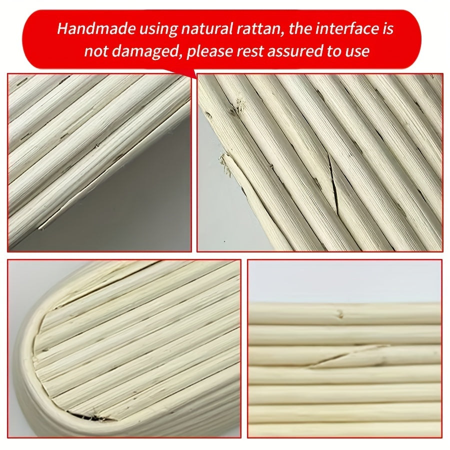 Bread Proofing Basket Oval Cane With Bread Lame and Linen Liner