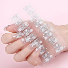 Flower Glitter Nail Wraps Self Adhesive Gel Strips