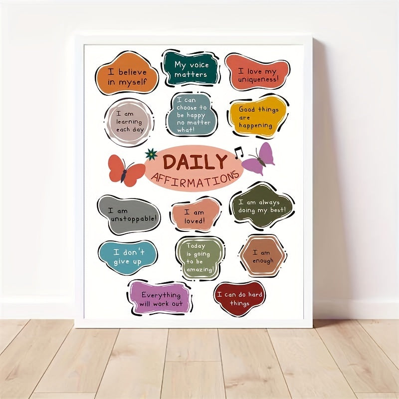 Educational Art Print Daily Affirmations Poster 20x25cm Unframed