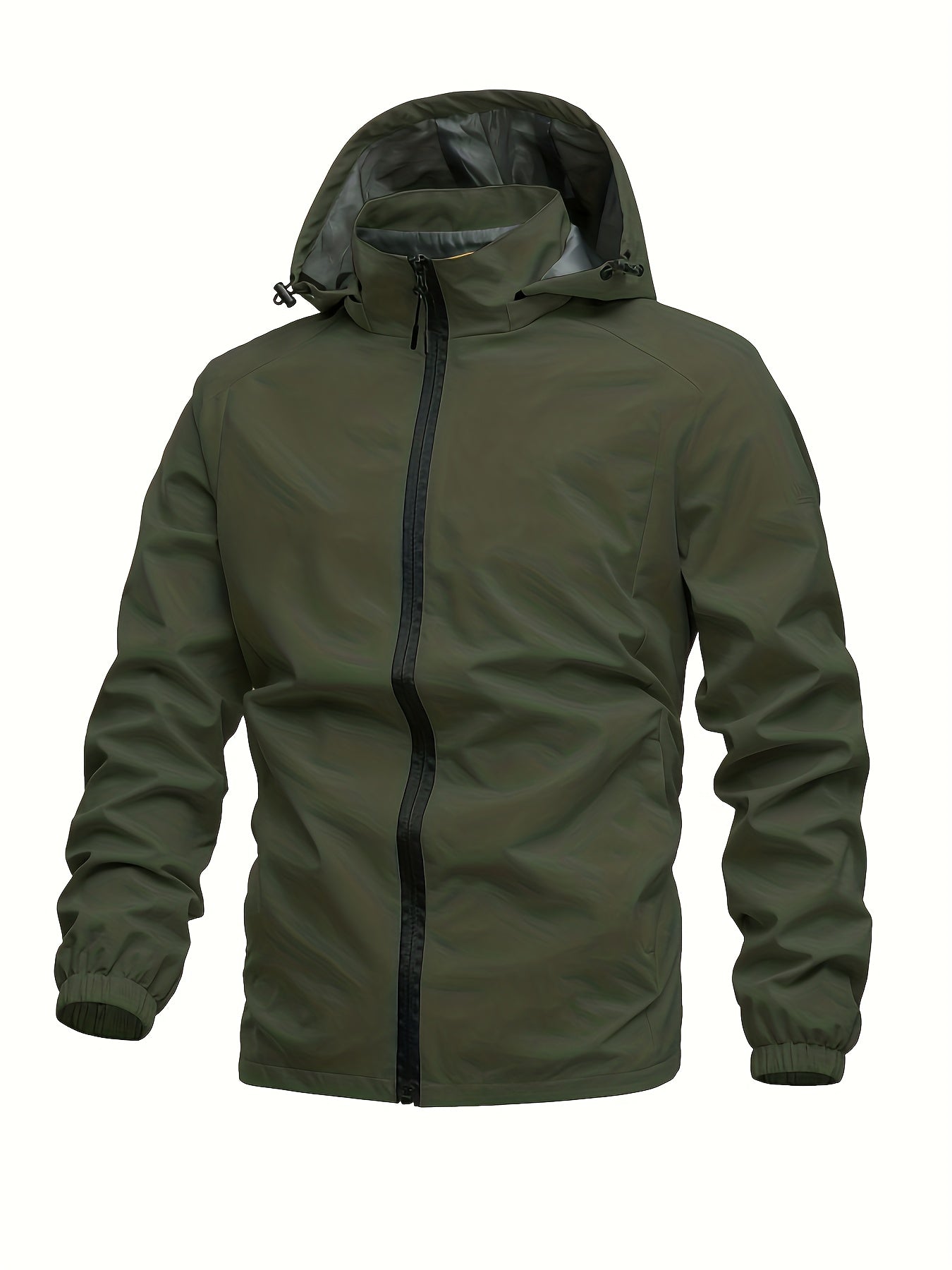 Men's Hooded Windbreaker Jacket Zip Up Stand Collar for Outdoor Activities