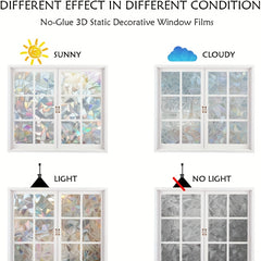Rainbow Privacy Film Clings - Decorative 3D Vinyl Stained Glass Decals