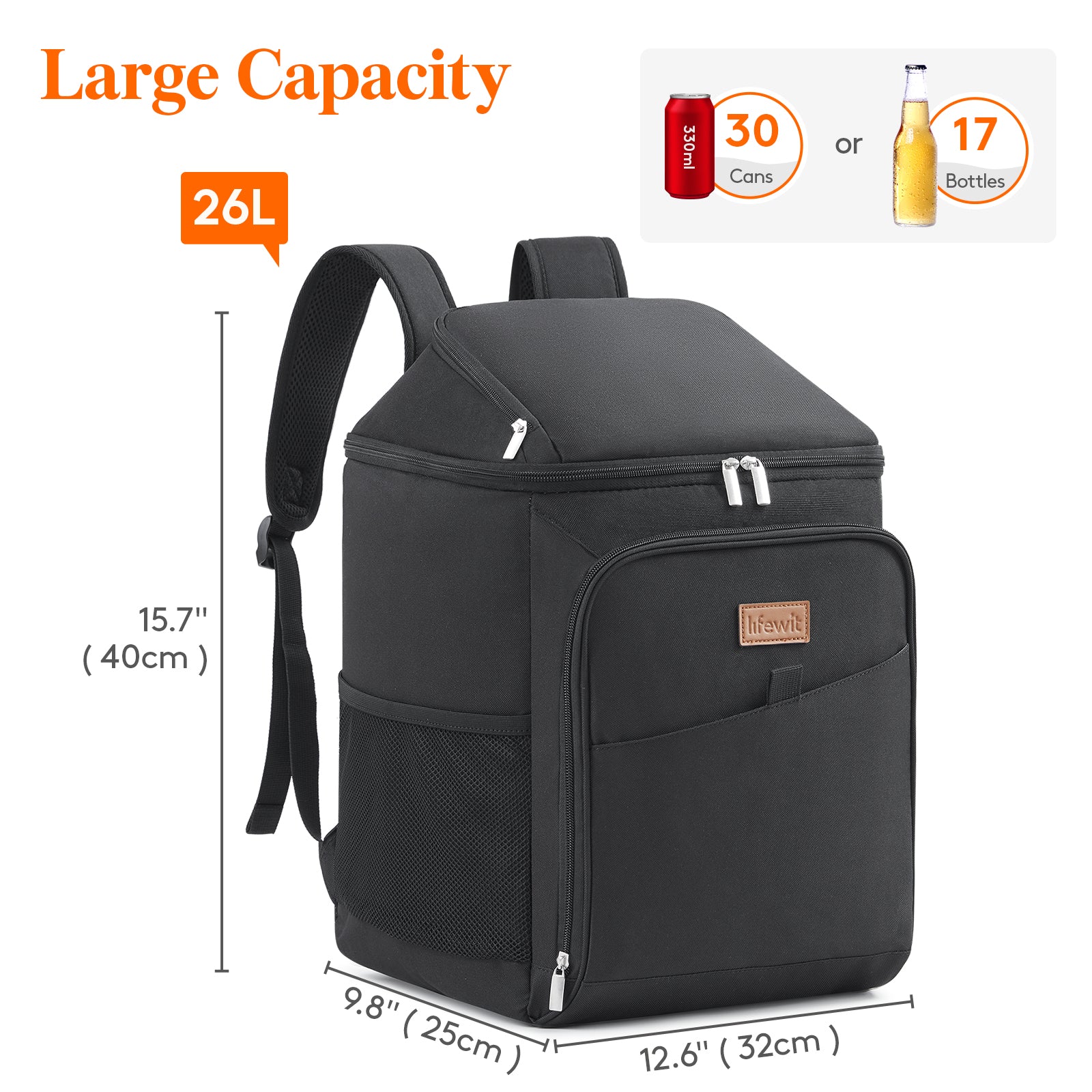 Large Insulated Cooler Backpack Bag Leakproof Portable Fridge Soft Food Cooler B