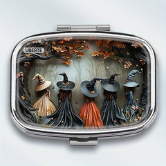 Witch House 2 Compartment Medicine Box Autumn Leaves Witch Silhouettes
