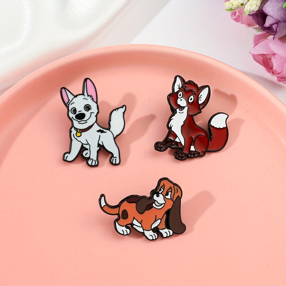 Men's Animal Brooches - Fashionable Dog & Fox Enamel Pins