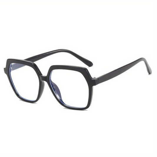 Geometric Clear Lens Glasses Block Spectacles Frame for Women Girls