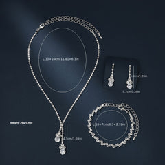 Rhinestones Jewelry Set Pendant Necklace Dangle Earrings Chain Bracelet