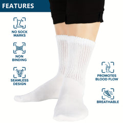 4 Pairs Bamboo Diabetic Neuropathy Socks Non Binding Loose Top & Seamless Toe