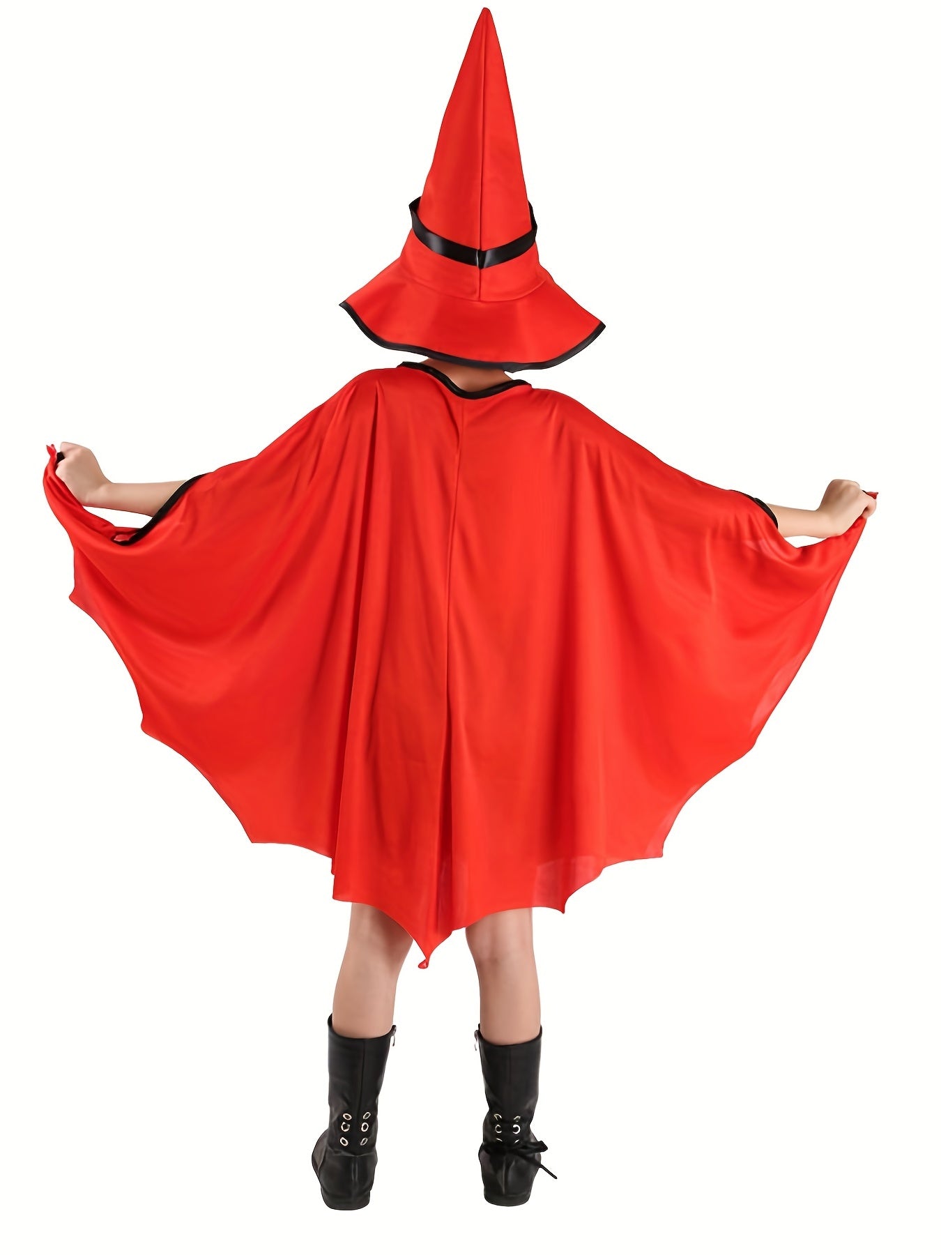 Girl's Halloween Dress Up Cloak Ghost Pumpkin Print Hooded Cape Witch Costume