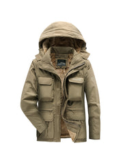 Men's Cargo Jacket Warm Coats Fleece Lined Military Jackets Cotton