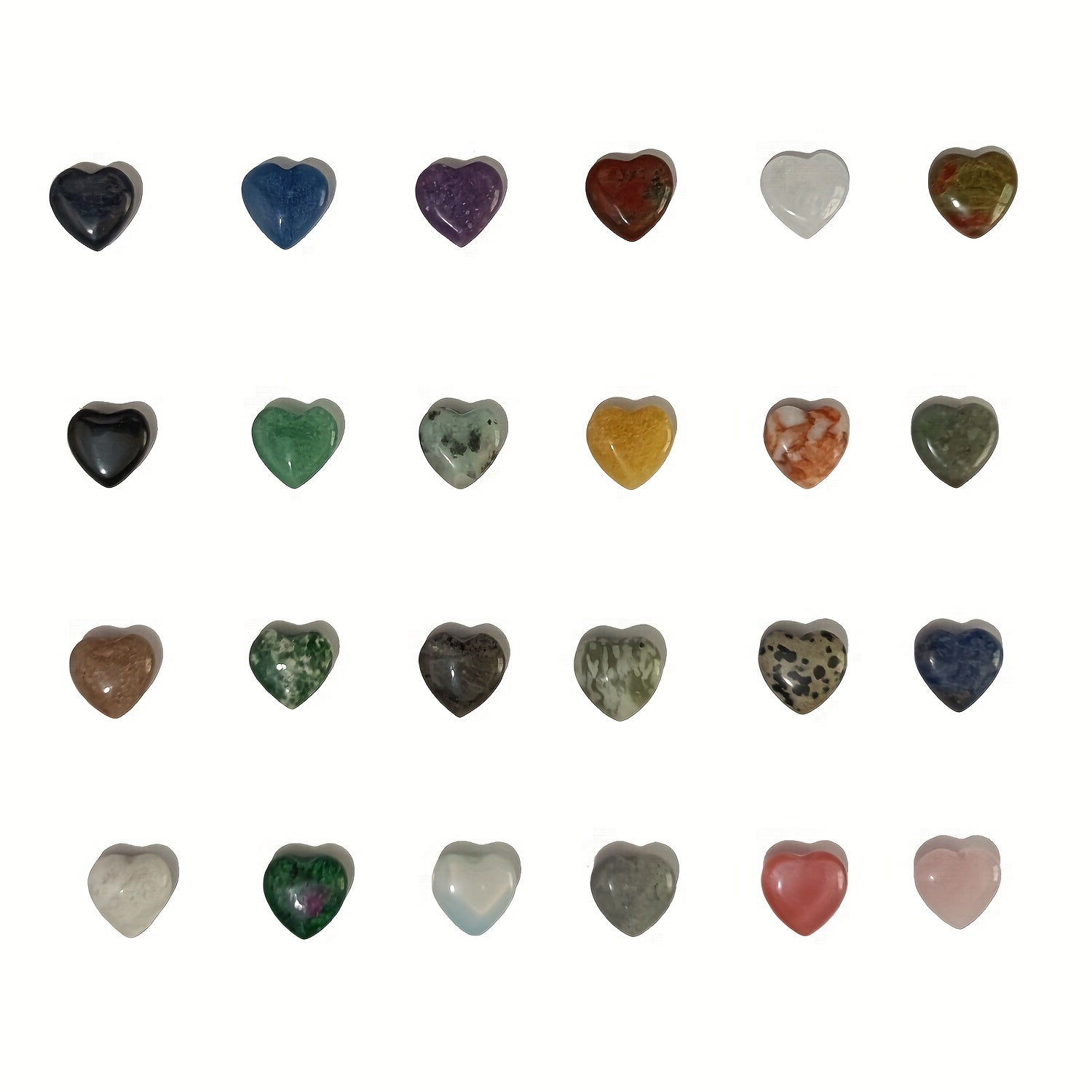 Natural Heart Shaped Crystal Stones 10Pcs Worry Stones Healing Carved Stones