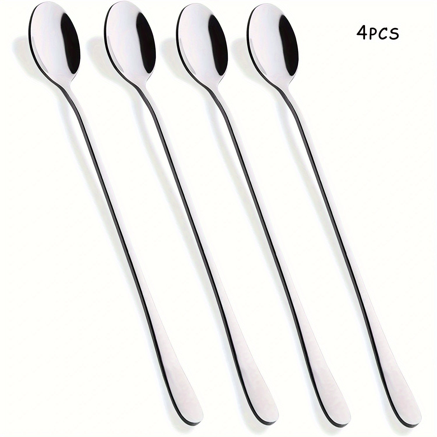4pcs Stainless Steel Long handled Ice Cream Scoop Cocktail Stirring Spoon
