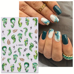 Shimmering Marble Nail Art Stickers Self Adhesive Glittery Reusable Decals