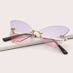 Kids Butterfly Rimless Sunglasses Pink