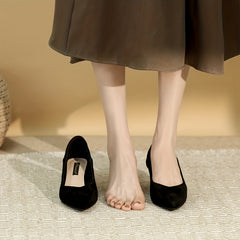 Women's Pointed Toe Kitten Heels Slip On Low Heels Office Work Shoes