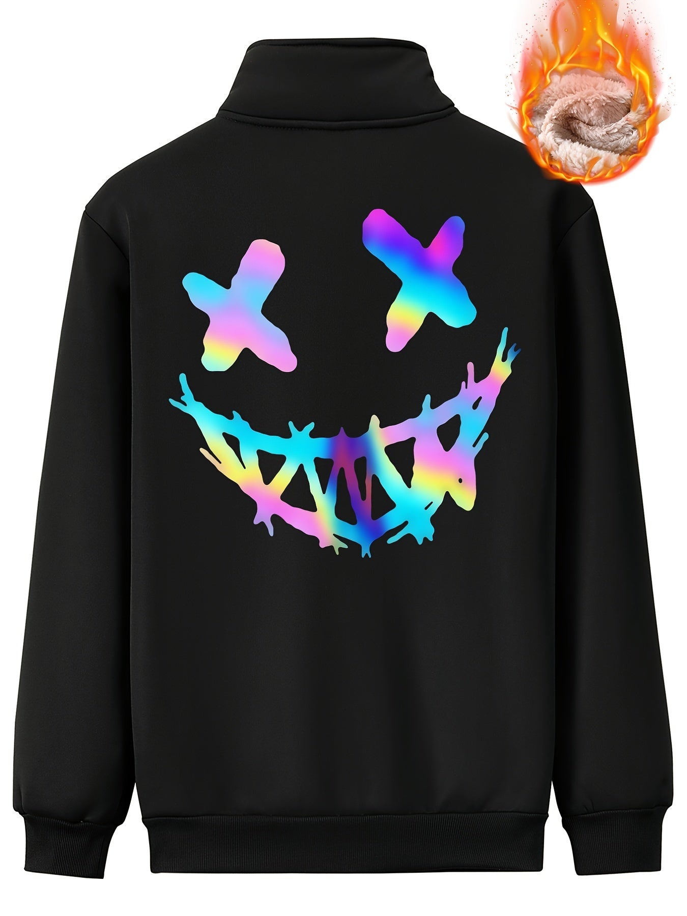 Men's Smile Face Graphic Sherpa Fleece Jacket