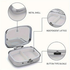 Floral 2D Relief Iron Pill Box 3 Compartment Portable Medication Organizer