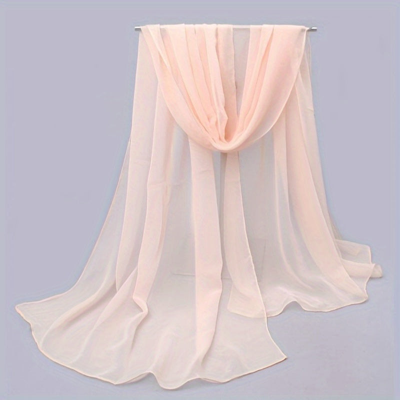 Chiffon Scarf Solid Shawl Sunscreen Head Wrap Hijab Travel Beach Towel