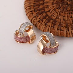 Two Tone Stud Earrings For Women Girls 1Pair