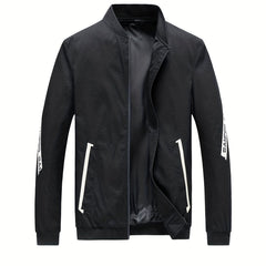 Men's Casual Windbreaker Jacket with Pockets for Outdoor Activities