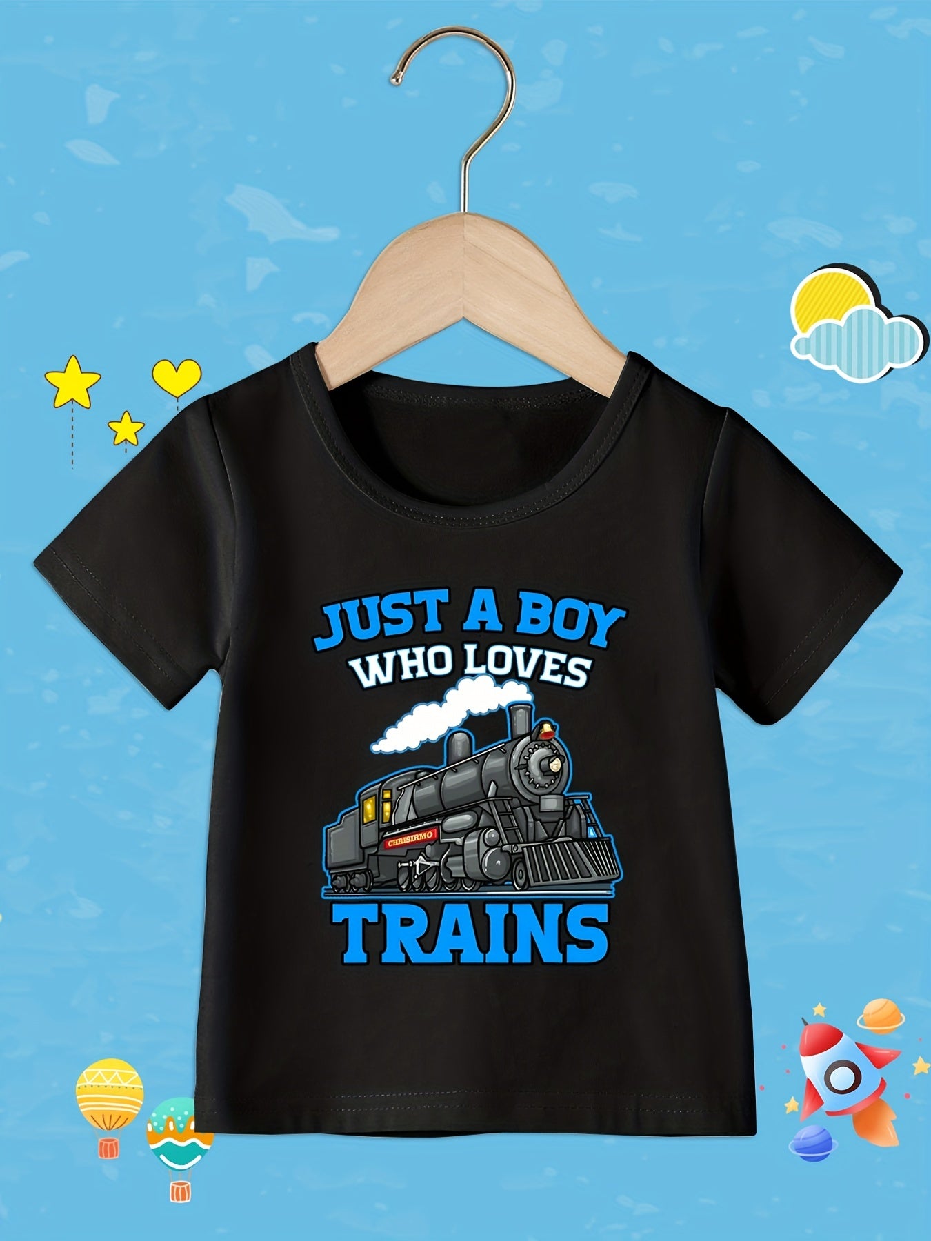 Toddler Boys' Train Lover Tee Comfort Fit Crew Neck Casual Summer Top