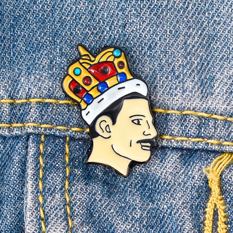 Crowned Bearded Man Lead Singer Brooch
