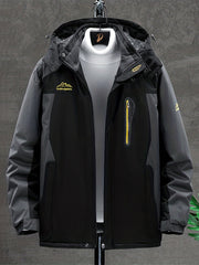 Men's Winter Hooded Jacket Thick Plush Ski Coat Windproof Waterproof