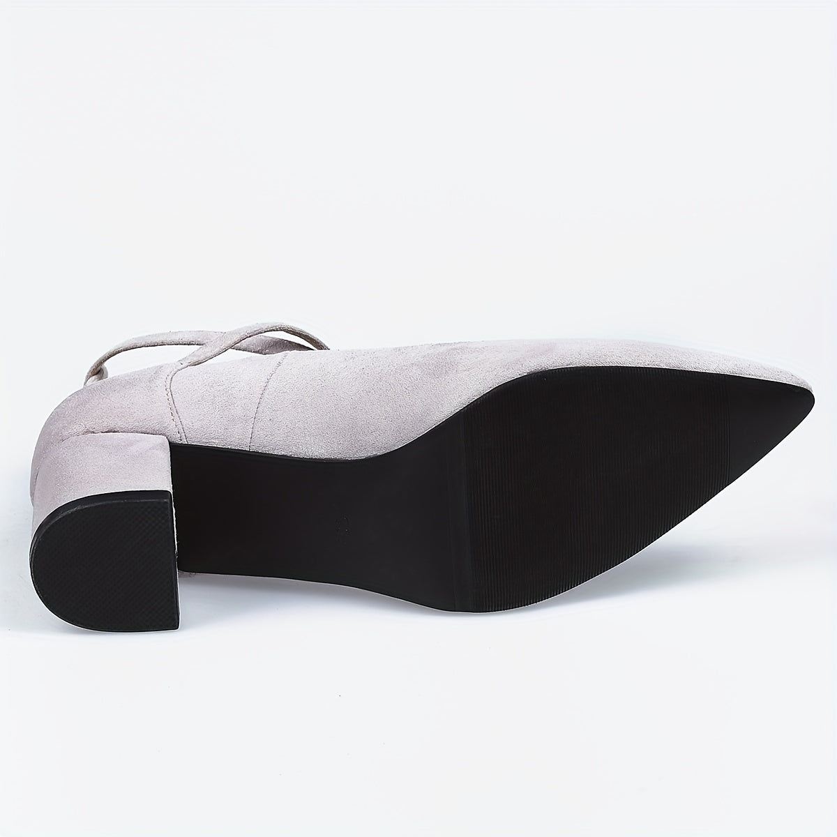 Women's Pointed Toe Chunky Heels Solid Ankle Strap Mid Heels