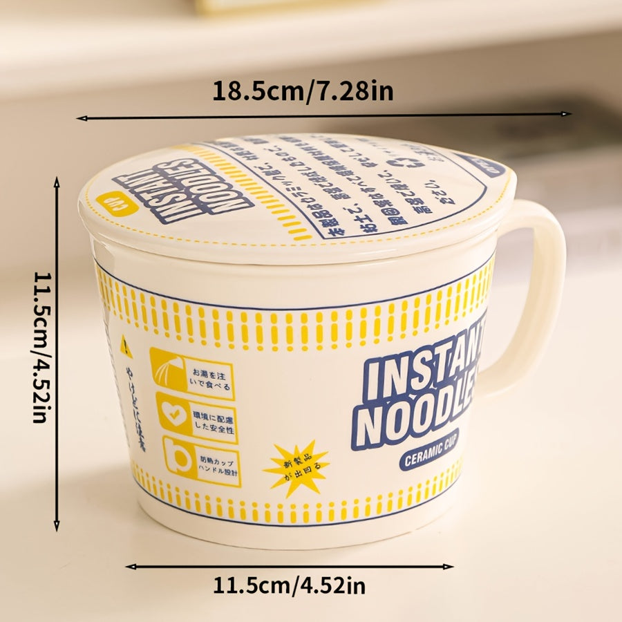 35OZ Ceramic Ramen Bowl With Lid & Handle Japanese Style Noodle Soup Bowl